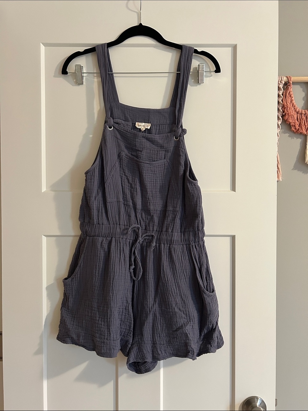 Hem & Thread Charcoal Gray Cotton Gauze Romper Overalls